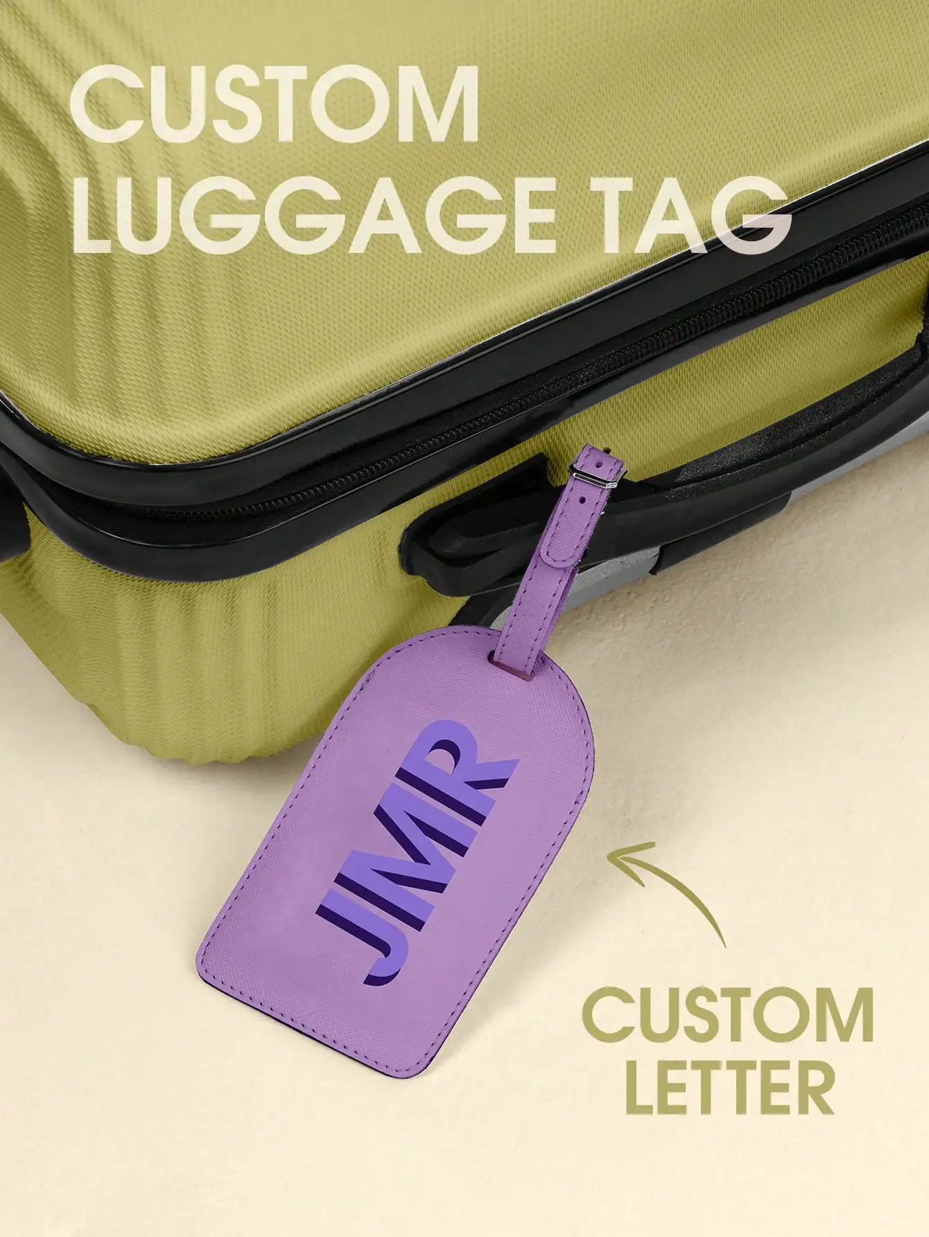 Étiquette de bagage personnalisée avec initiale, étiquette de sac de voyage en cuir PU avec lettre personnalisée, étiquette d'identification de valise imprimée UV, cadeau de voyage pour femmes et hommes