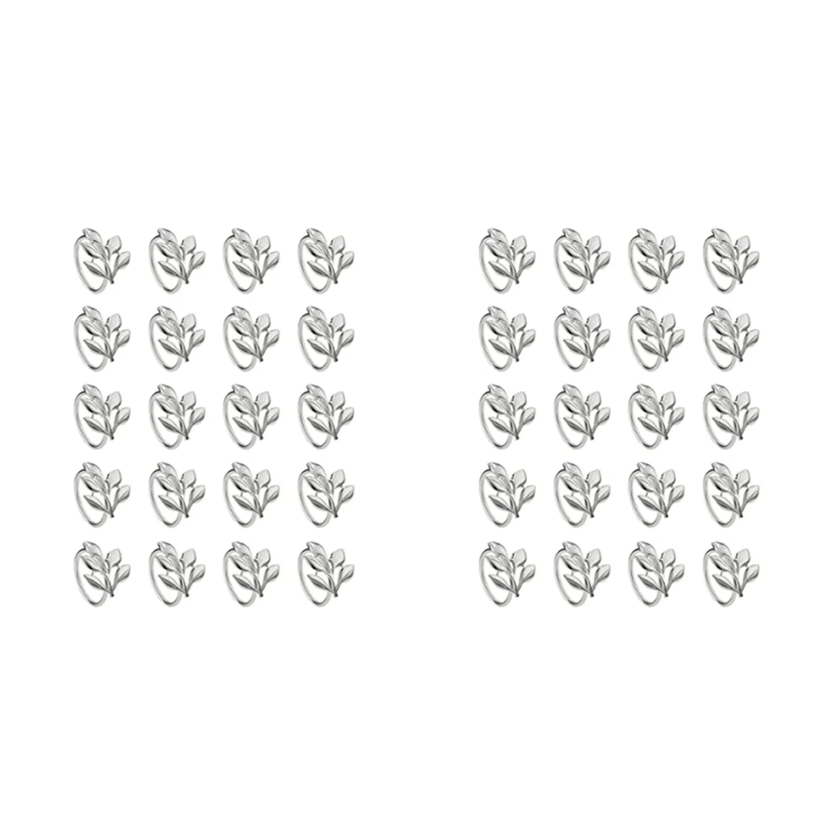 AB47-40Pcs Silver Leaf Napkin Rings - Silver Napkin Ring For Table Napkins - Holiday Napkin Rings Fall Napkin Rings For Party
