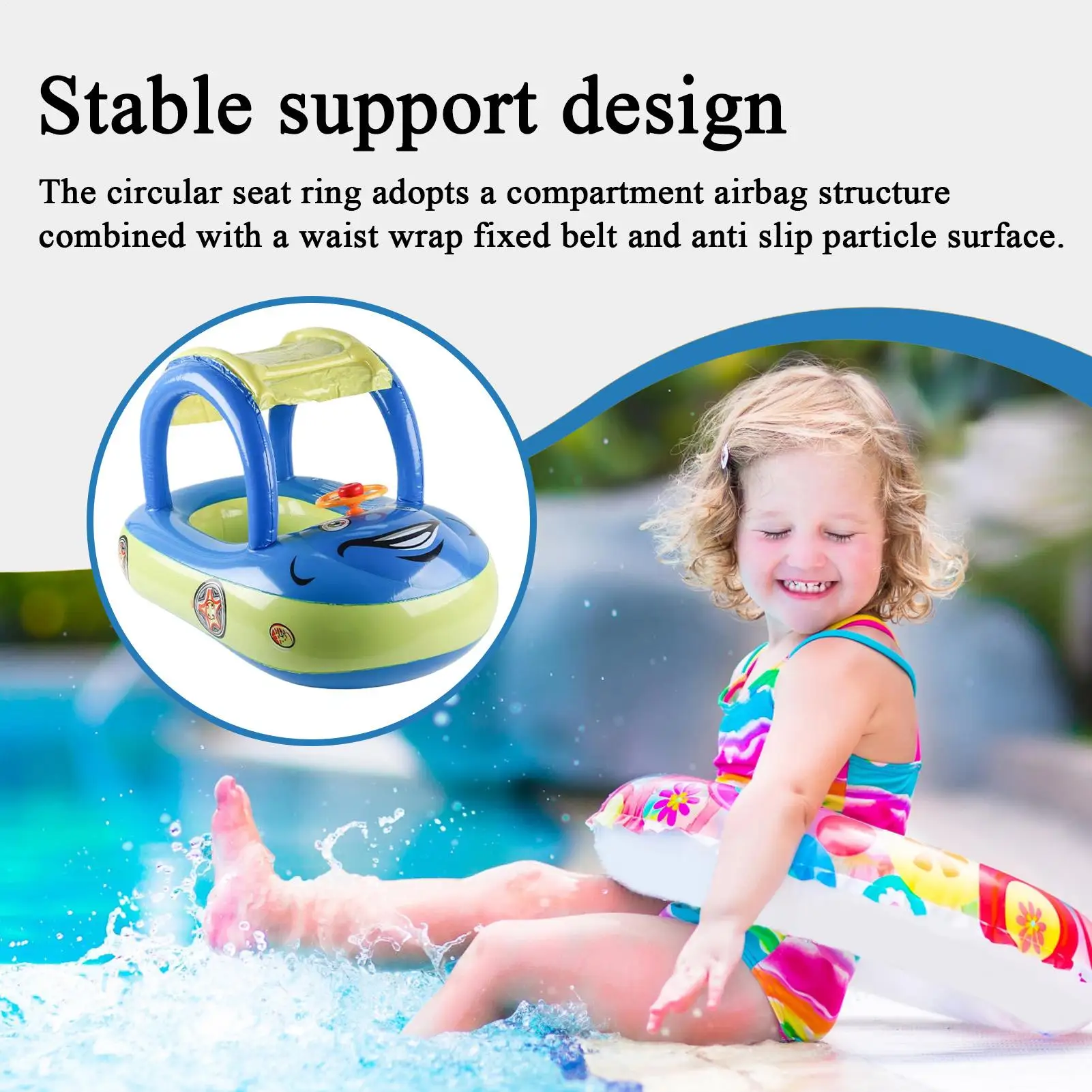 Peuter Zwemvlotter Zwemmen Ring Opblaasbare Auto Vorm Luifel Flotatie Trainer Speelgoed Met Zonnescherm Voor Zomer Strand Meer
