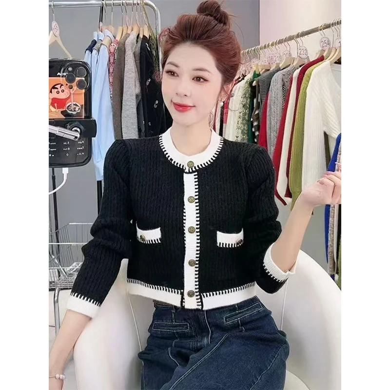 

Knitting Cardigan Coat Women Autumn Winter Simplicity Office Lady Loose Solid Color Sweater Casual All-match Trend Knitwear Tops