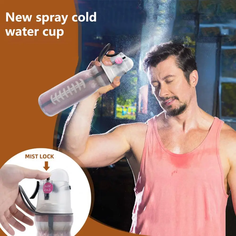 590ml Cool Spray Mug Large Capacity Refill Water BPA Free LDPE Three Layers of Cold Retention Spray Water Cup for Outdoor Sports