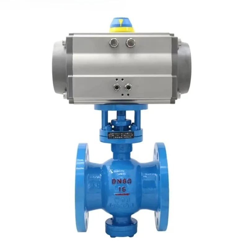 2026-DN100 Bidirectional WCB Pneumatic Flanged Ball Valve, Pressure Resistant and Explosion-Proof for Industrial Use