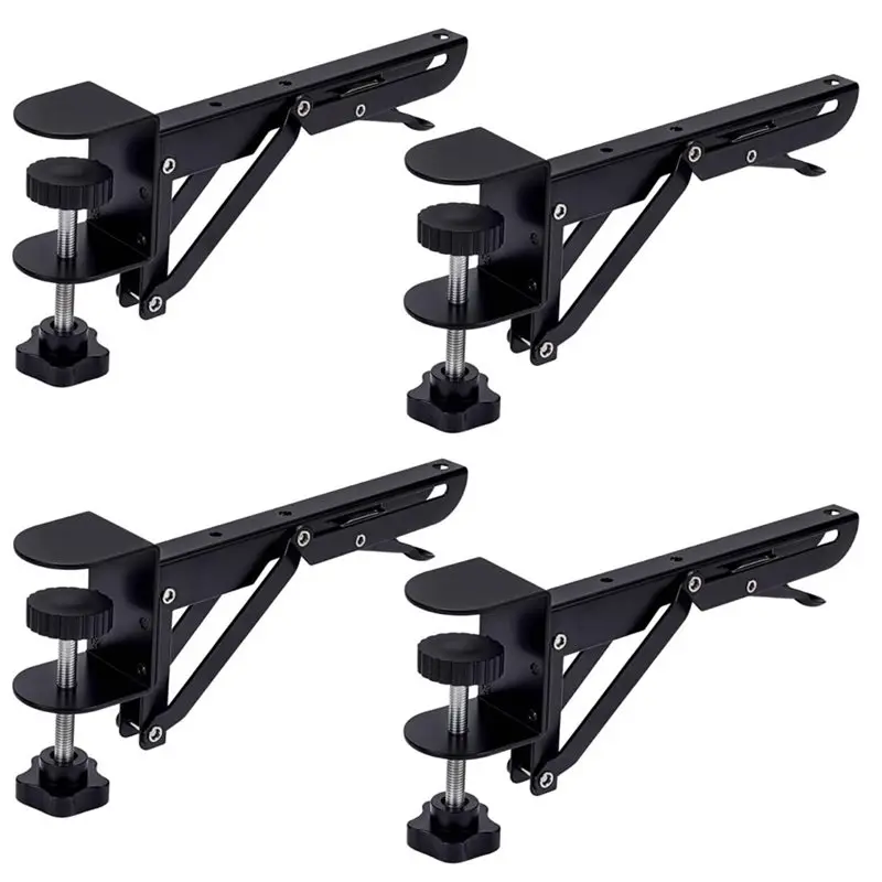 Desktop Extension Rest Support Rack(No Tray), 4 Pack Under Desk Keyboard Tray Clamp-On Bracket, Adjustable