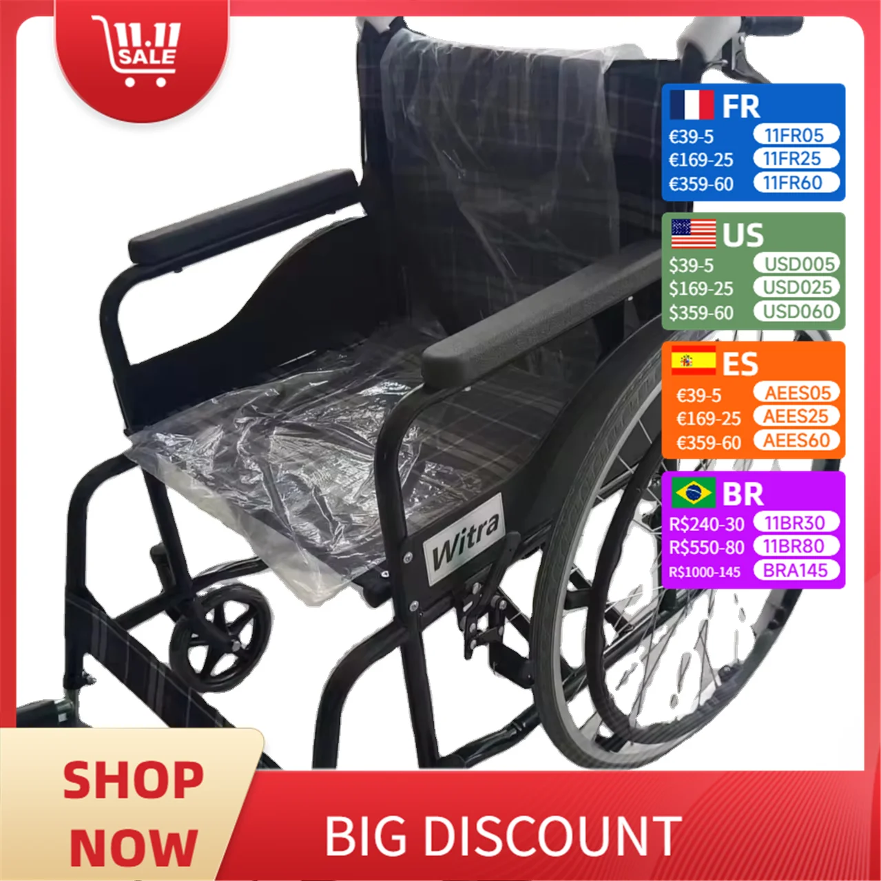 

Lightweight Manual Wheelchair for Disabled