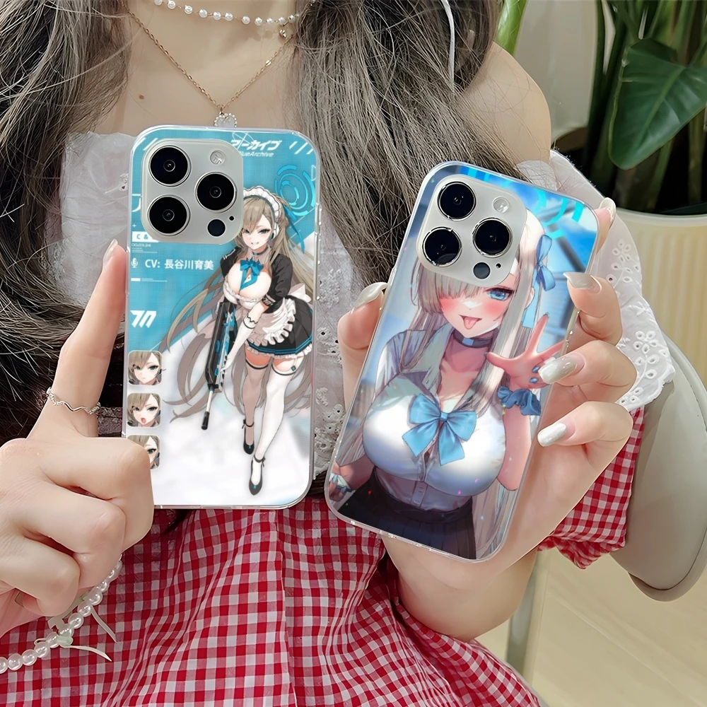 Blue Archive Asuna Mobile Cell Phone Case for iPhone 15 14 13 12 11 X XR XS 8 Pro Max Plus Mini Clear Transparent Cover Shell