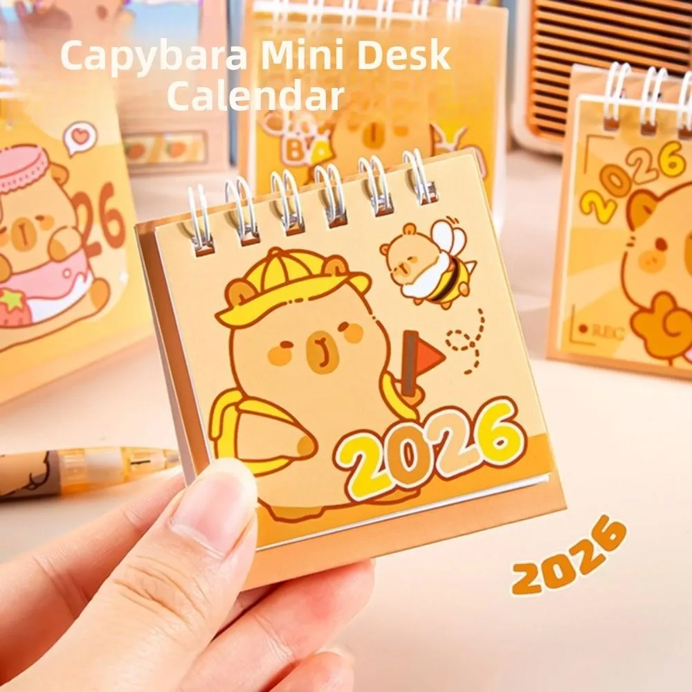 

Simple Capybara/Panda 2026 Desk Calendar Coil Desktop Decoration Schedule Planner Portable Daily Planner Office School Supplies