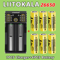 LiitoKala Lii-51S 26650 5100mAh Li-ion 3.7v Rechargeable Battery 20A Discharge for Flashlight Headlight Power batteries+charger