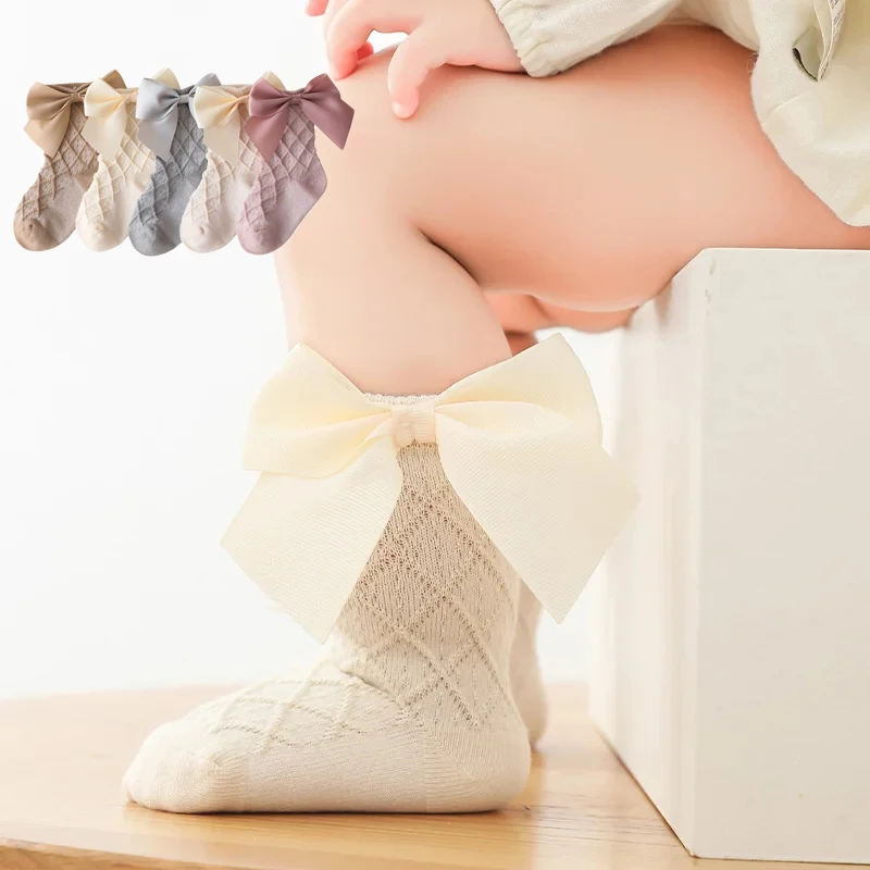 

Kids Soft Fashion Bow Princess Socks Baby Middle Tube Stockings Children Cotton Student Socks Infant Toddler Girls Casual Socks