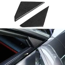 Real Carbon Fiber Car A-Pillar Triangle Cover Decoration Trim Fit For Porsche 911 992 2019-2022