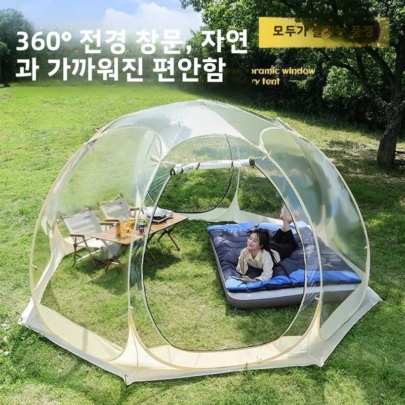 투명한 야외 별빛 하늘 레스토랑 텐트 버블 하우스 겨울 선룸 몽골 유르트 시골 농가 캠핑 장비