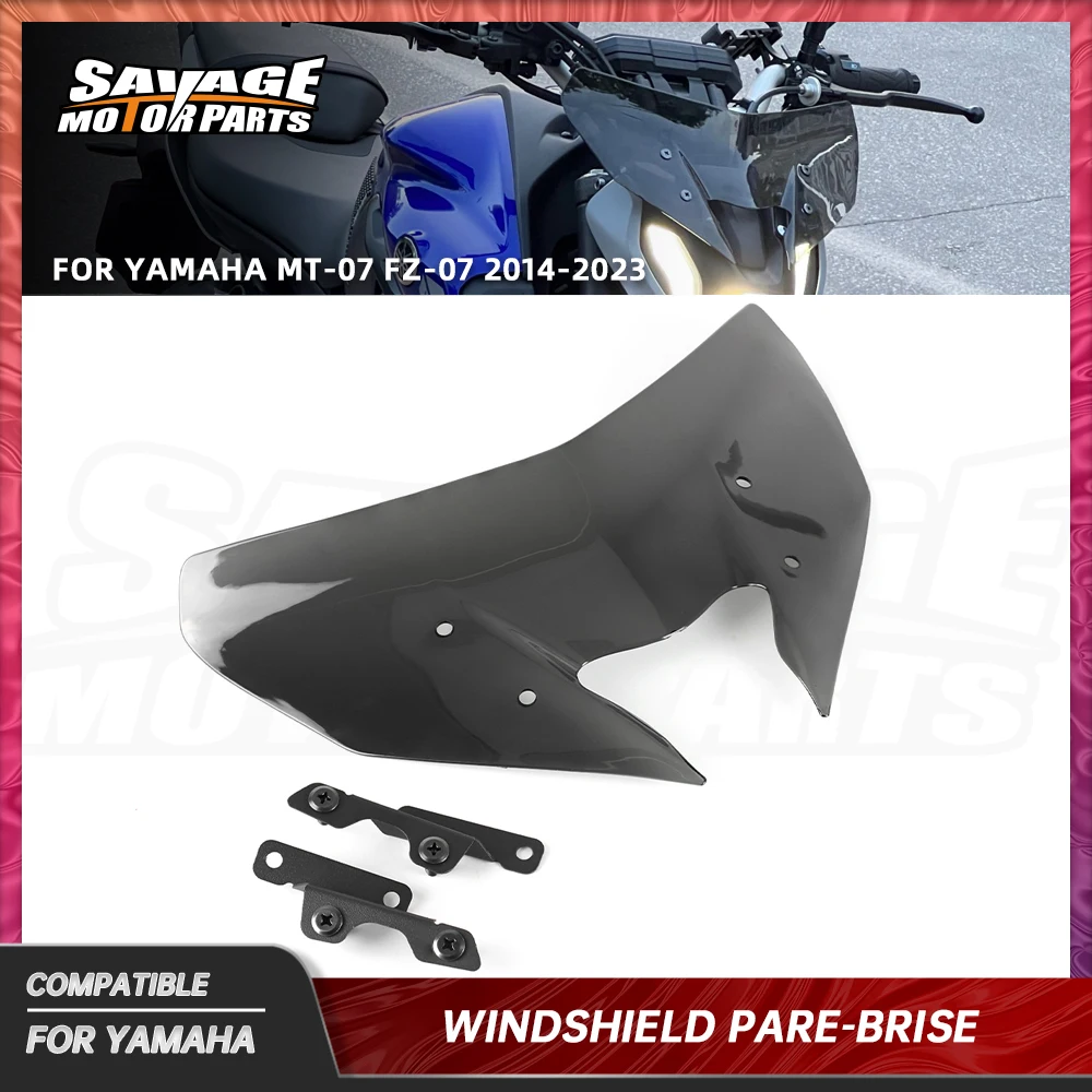 2023 MT07 FZ07 Windshield Windscreen For YAMAHA MT-07 FZ-07 2014+ Motorcycle Parts Wind Deflectors Shield Pare-brise Wind Shield