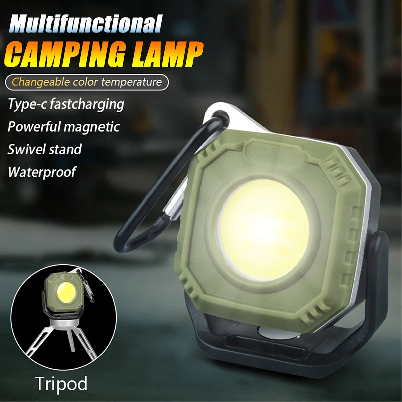 Multifunctional Mini Camping Lantern Rechargeable 5 Modes Flashlight with Strong Magnet Hooks Outdoor Waterproof Fishing Light