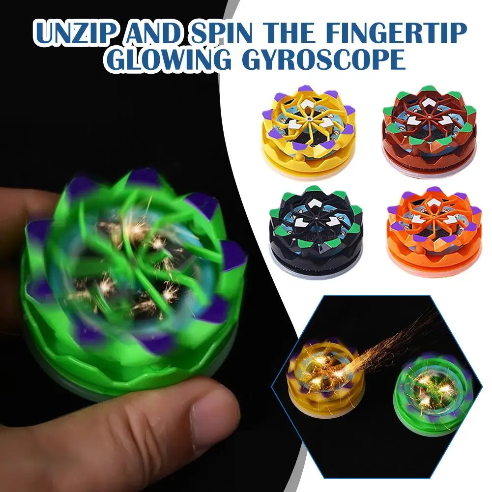  Fingertip Gyroscope Stress Relief Artifact Gyroscope Luminous Delivery Random Toys Rotating Spinn Effect Toy Boys' H7Z6