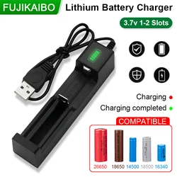 18650 Charger USB Battery Charger 1-2 Slots 3.7 V Rechargeable Lithium Battery For 16340 14500 18650 26650 With Indicator Light