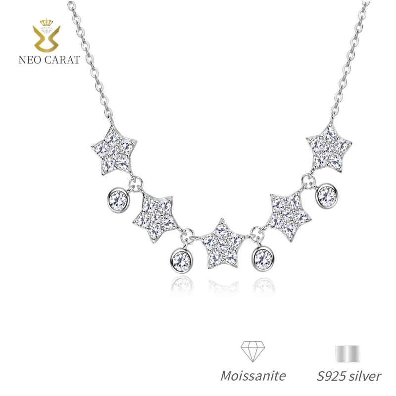 

NEO CARAT Ladies' moissanite starry sky necklace D color S925 silver plated 18K certificate certified banquet wedding gift