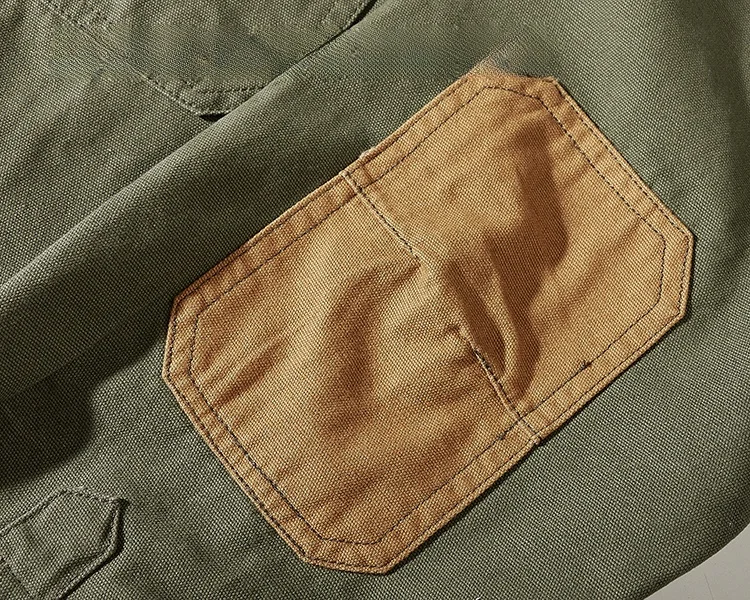 Retro American Casual Workwear Shirt Men's Long Sleeve Hard Man Contrast Color Patch Trendy Brand Cotton Oxford Cloth Shirt