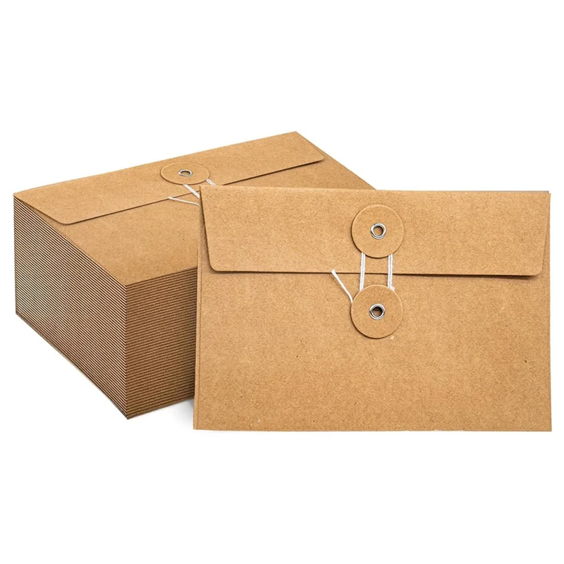 

40 Pcs Brown Envelopes Manilla Envelopes With String Tie Closure Project Pockets Document Organizer, 4.53 X 6.7 Inches (Brown)-A