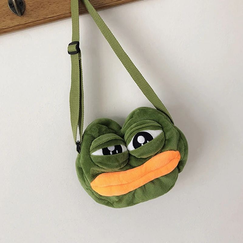 New Fashionable Weird Frog Shoulder Plush Women's Bag Creative Quirky Cute Style Frog Simple Crossbody Bag Girls Birthday Gift