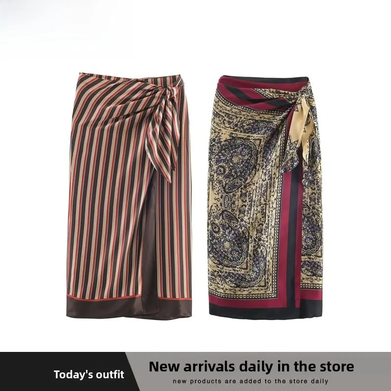 

Faionable ZR Sle Wrap Skirt with Paisley Scarf New Autumn Women's Clothing Item Versatile And Sli 90700
