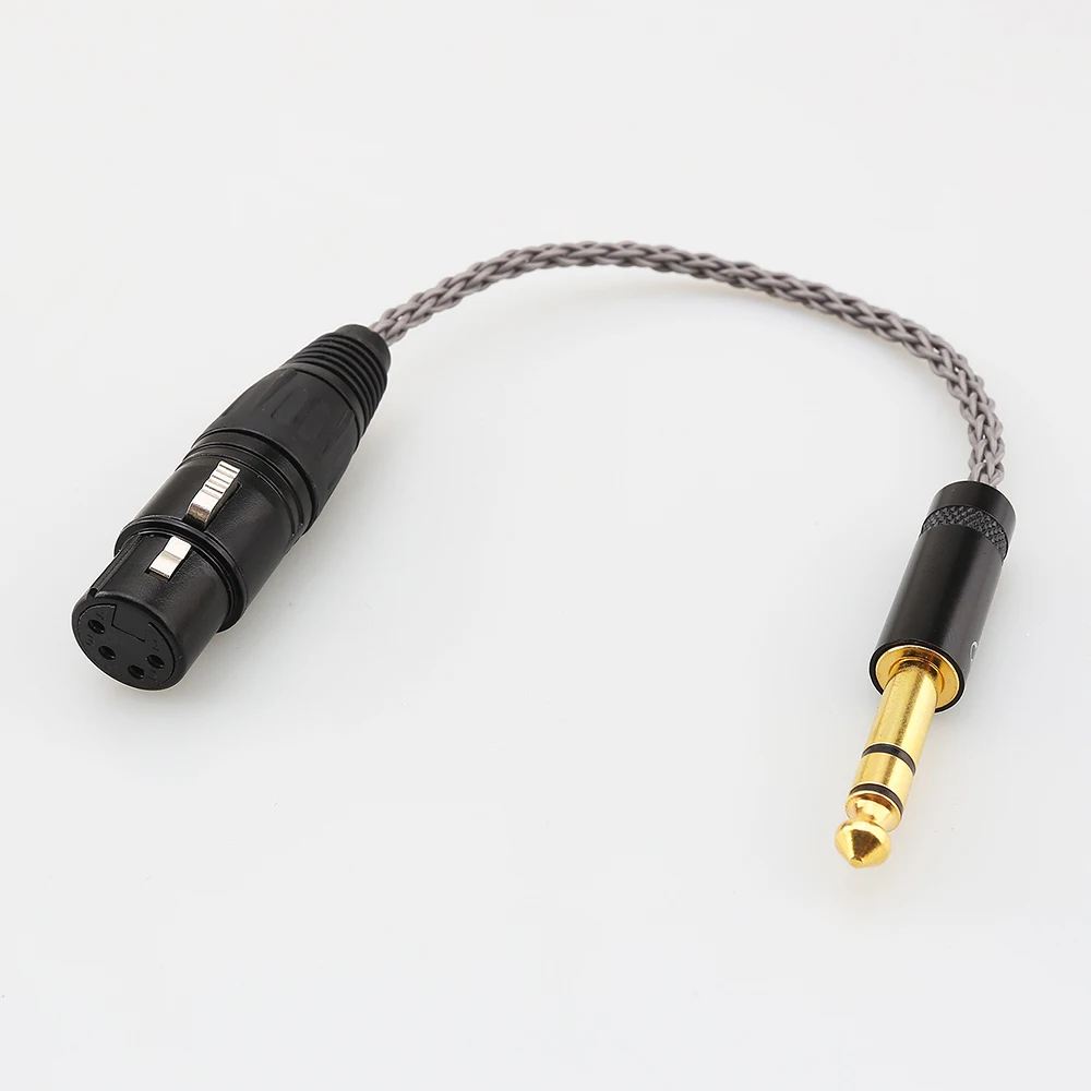 Câble audio plaqué argent HIFI, 6.5 trs 6.35 jack mâle à 4 broches femelle, 4.4mm, adaptateur femelle pour lecteur de musique MP3