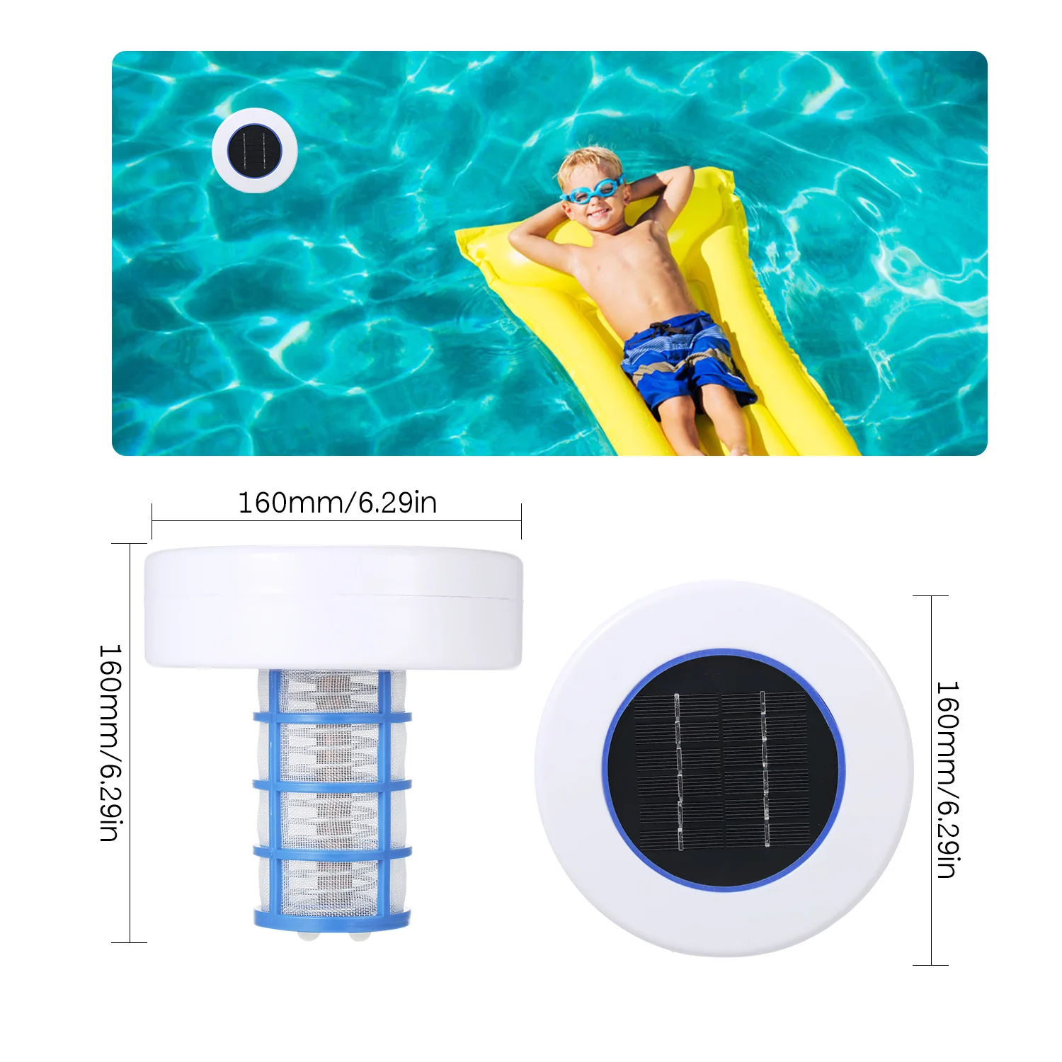 Small Portable Home Safety Swimming Pool Electrolyzer Copper Rod Solar Sterilizer Filter Algae Suppression