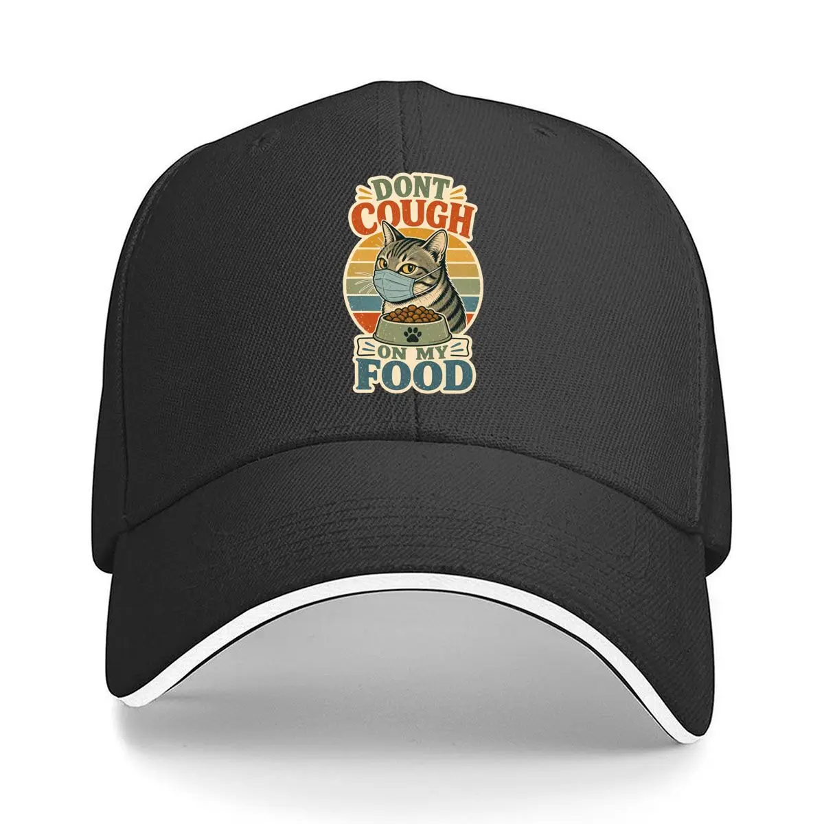 Masked Cat Food Joke Vintage Retro Hip Hop hat Fashion Outdoor Sports Sandwich Baseball Cap