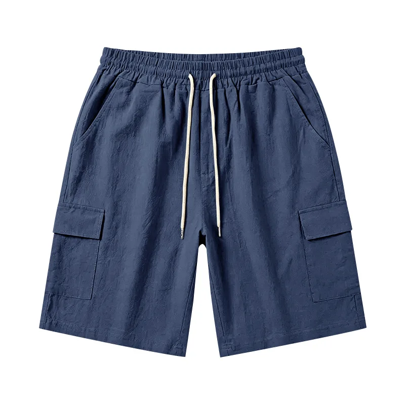Amerikanische Multi-Pocket-Overalls für Herren, Outdoor-Sport und Freizeit, lockere, einfarbige Leinen-Overalls, Fünf-Punkt-Shorts – Detail 9