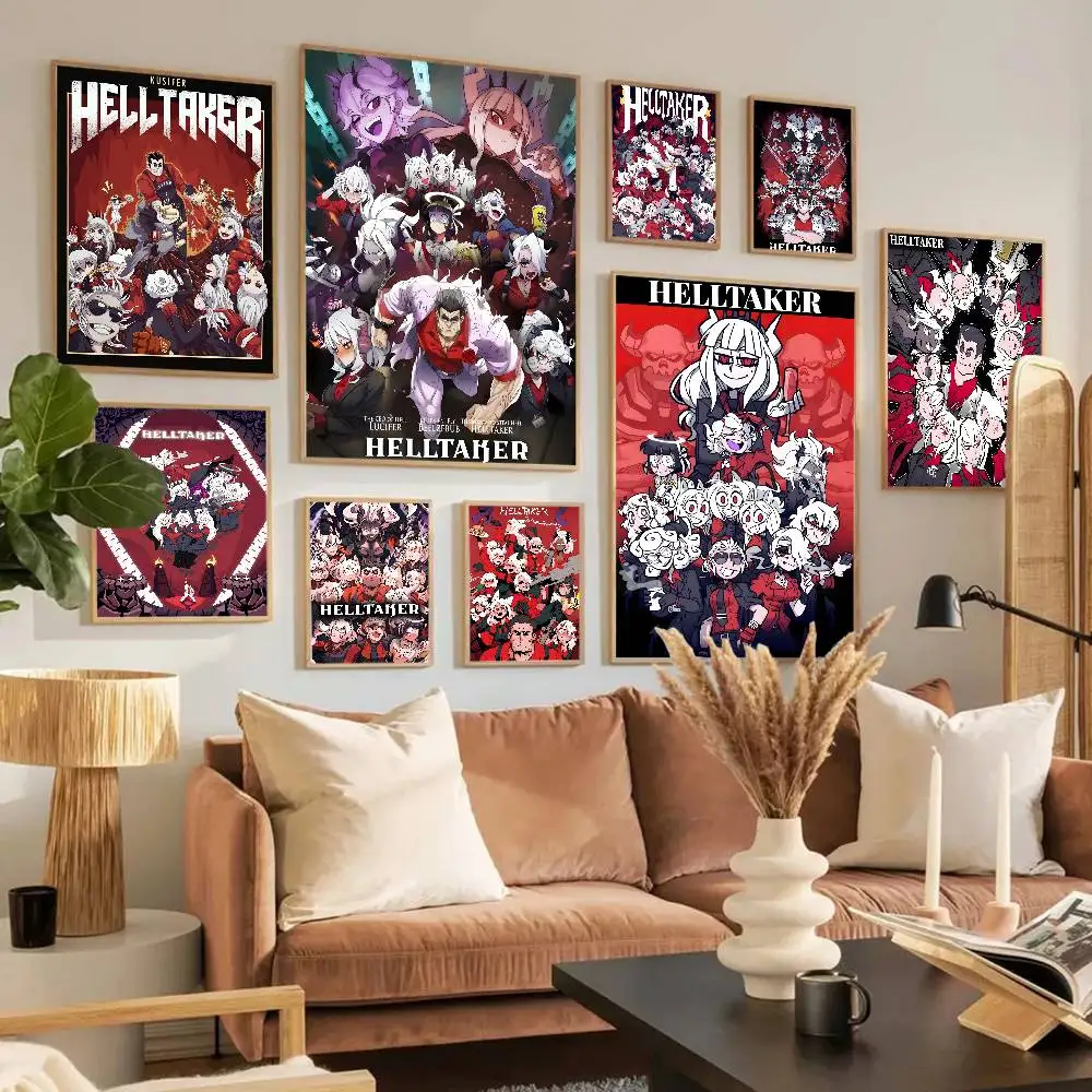 Helltaker Anime, Impresiones y Pósters de Buena Calidad, Adhesivos de Papel Impermeables, Pósters para Cafetería, Bar, Adhesivos de Pared