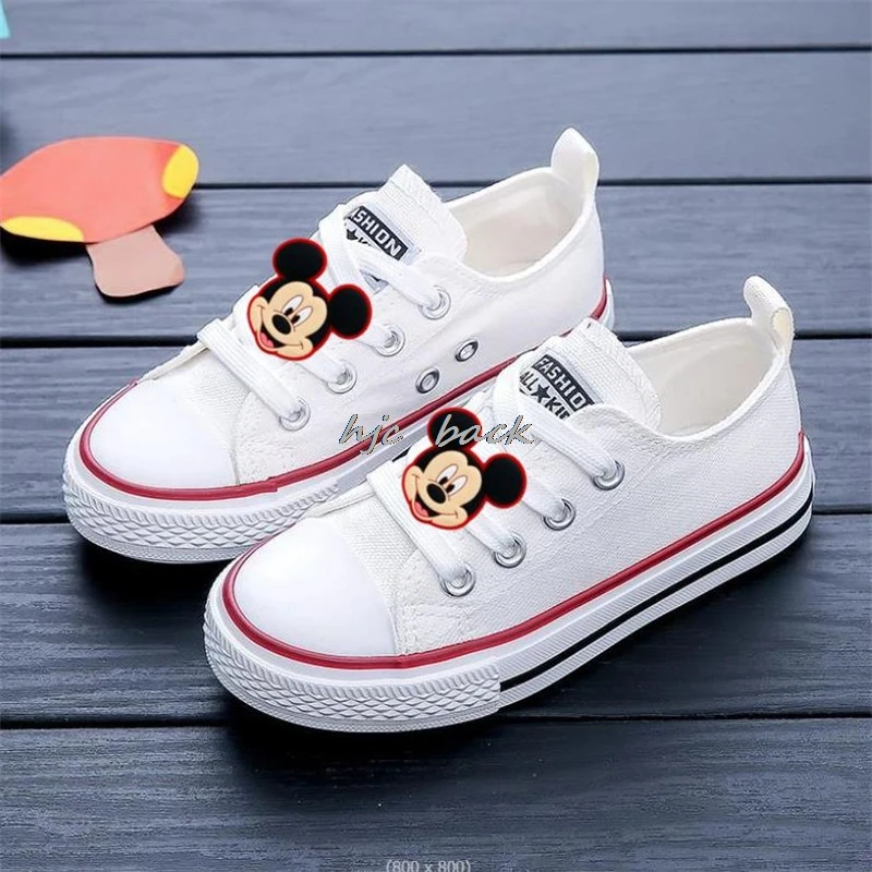 Children Sport Canvas Shoes Mickey Minnie Lace-up Girls Flat Boys Casual Shoes Kids Non-slip Comfort Sneakers Toddlers Tennis