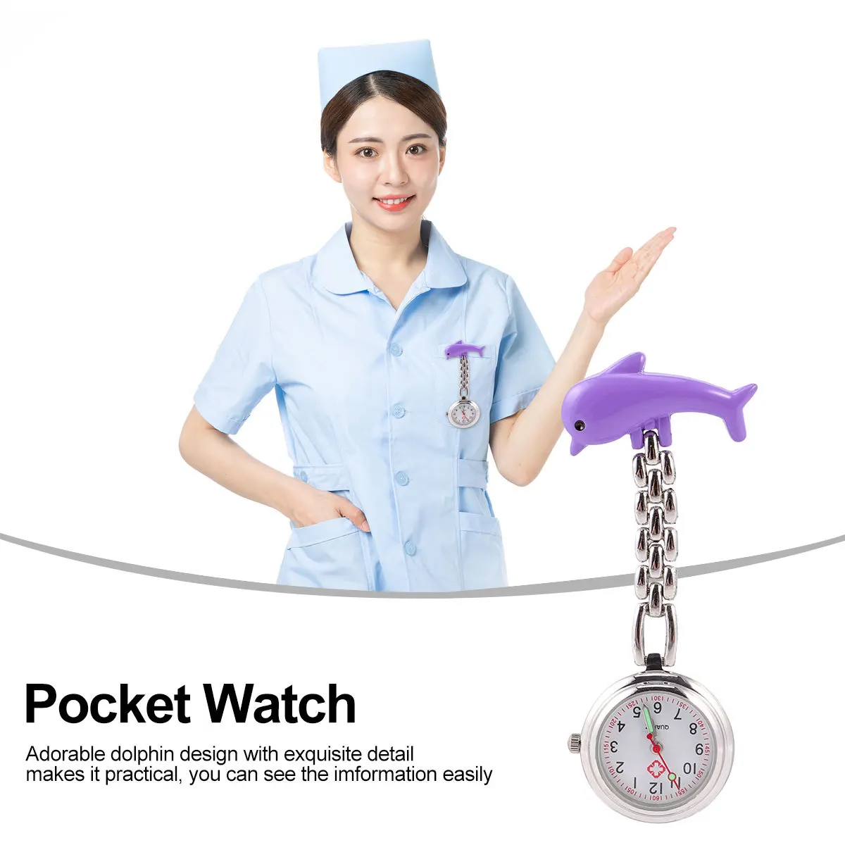 

1pc Doctor Chest Mini Alloy Quartz Pocket Watch For Nurses Clip-On Luminous Timepiece Portable Hanging Watch Fashion Pendant