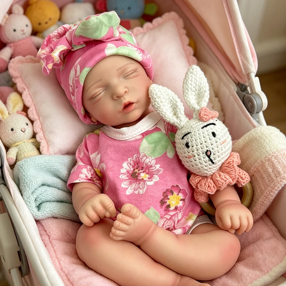 45cm Weighted Full Soft Silicone Reborn Girl Handmade Visible Veins Washable Doll for Collectible Christmas Gift