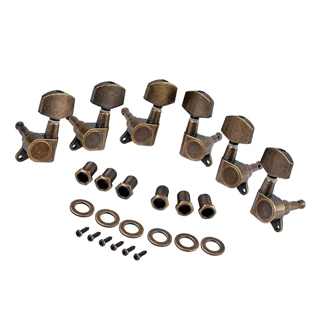 6pcs 3R 3L Acoustic Guitar String Tuning Peg Tuner Machine Heads Bronze