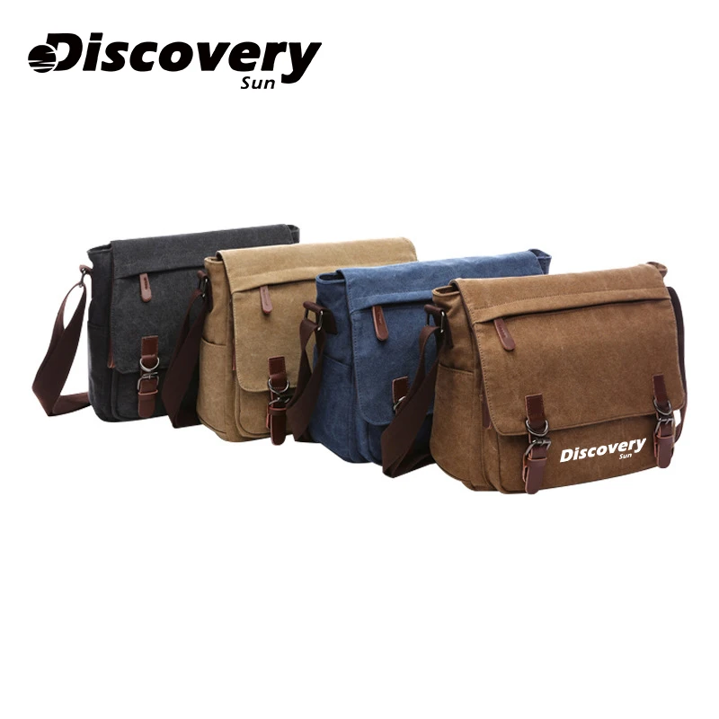 DISCOVERY-SUN Men\'s Shoulder Bag Canvas Messenger Bag Briefcase Outdoor Wear-resistant Travel Business Casual Messenger Bag