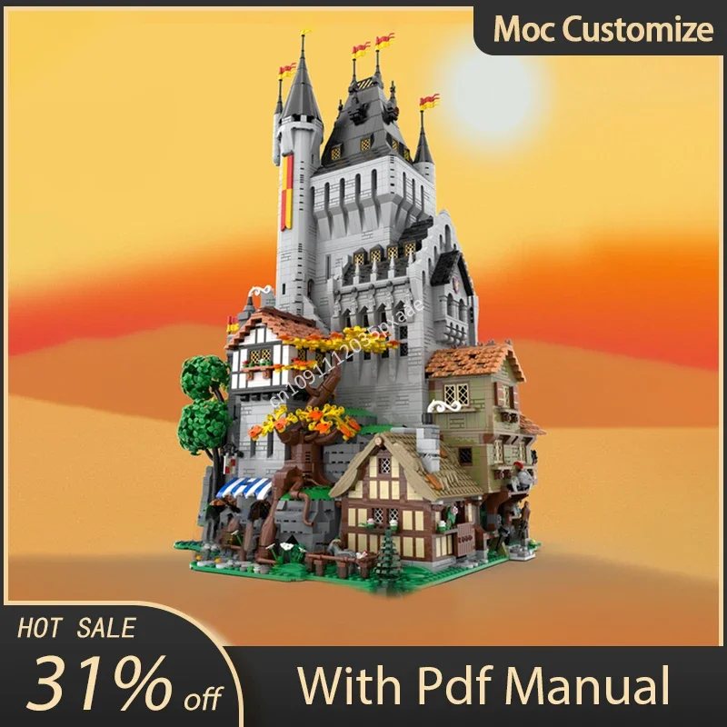 

9630 шт. Moc The Lion Knights' High Tower, строительные блоки, средневековые модульные здания, замок, сборка, кирпичи, игрушки, подарки для детей