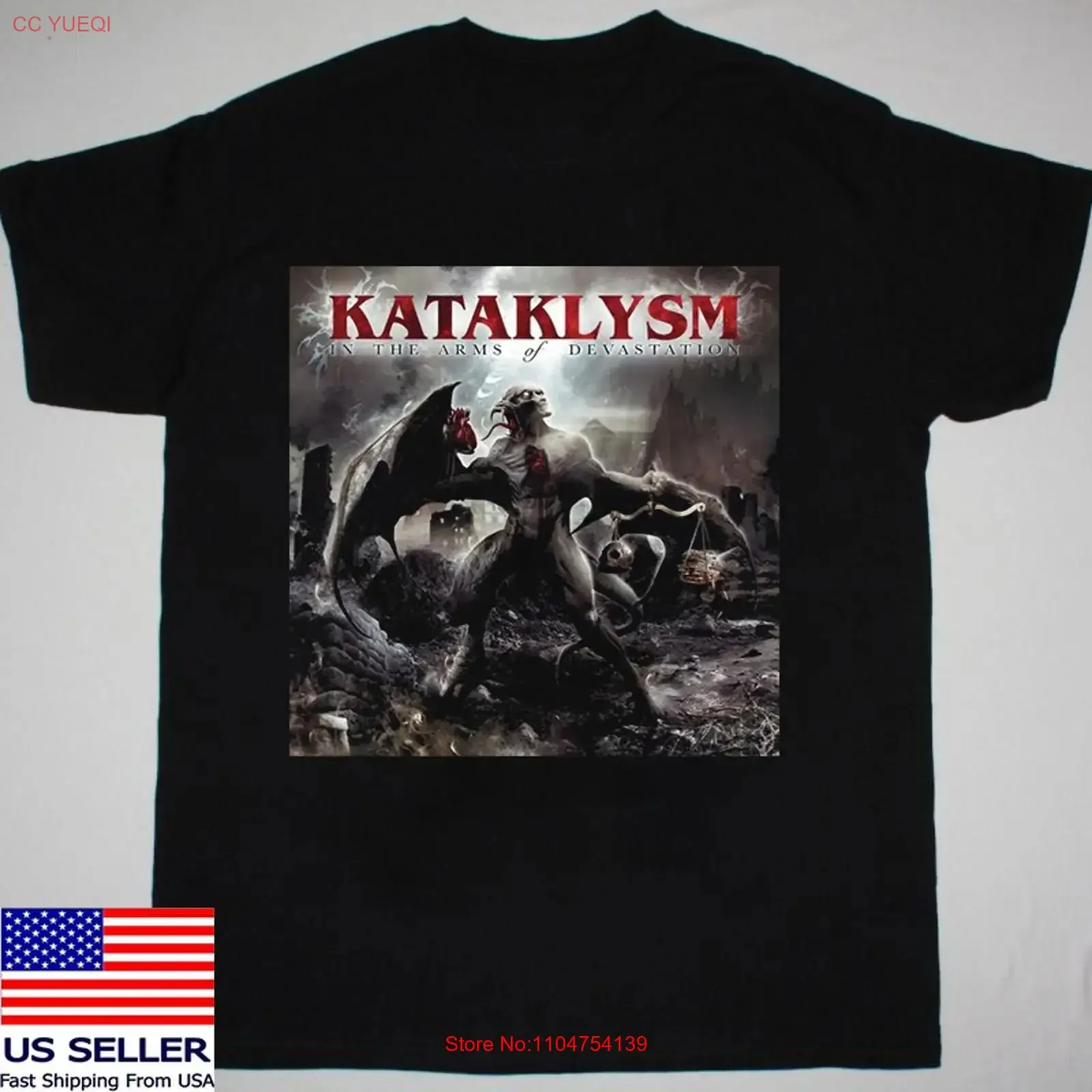KATAKLYSM IN THE ARMS OF DEVASTATION Black Cotton T Shirt Size S 5XL vintage Washed Casual homme Comfortable