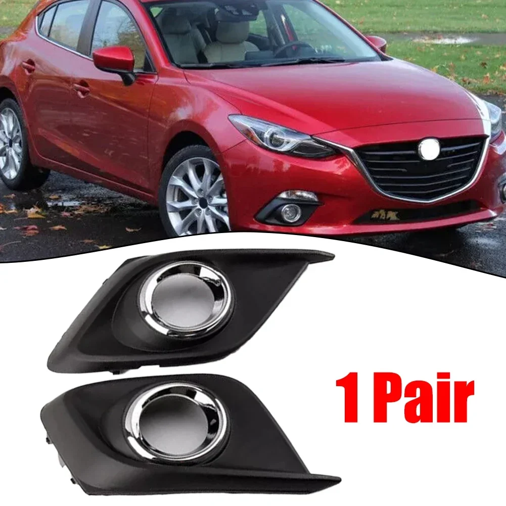 Pair Of Front Bumper Fog Light Grille Cover Trims For Mazda 3 Axela 2014–2016 – Left & Right