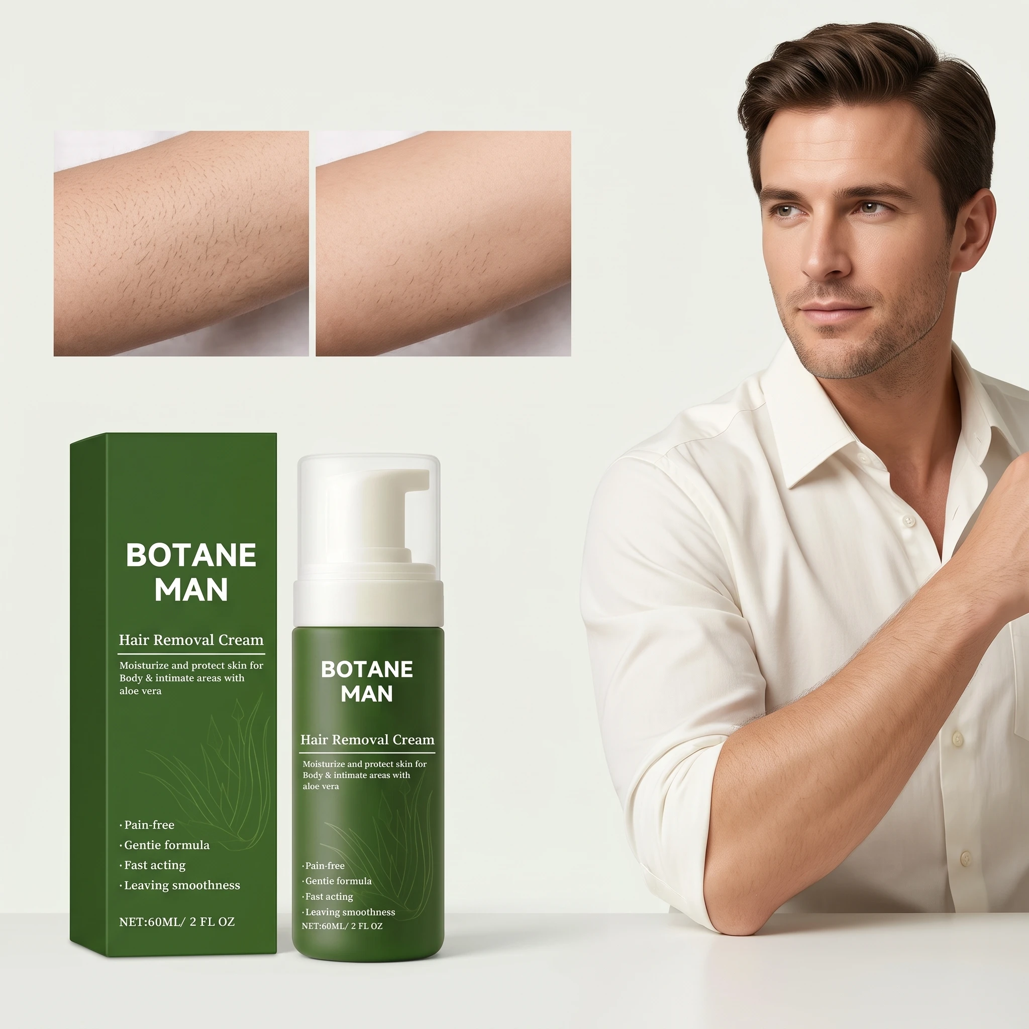 60ML Gentle Hair Removal Mousse Moisturizing Cleaning Pores Enhance Smoothness Non-irritating Refreshing Soothing Hair Remover