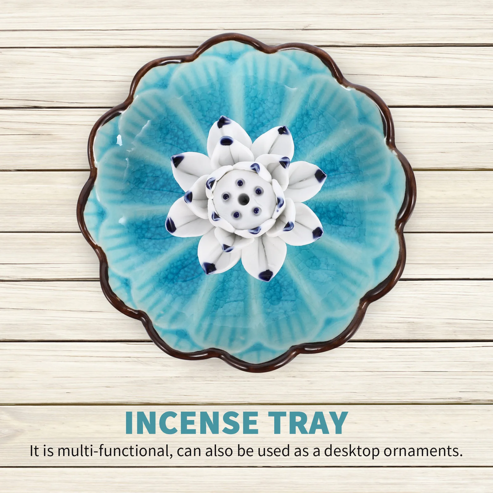 

Home Decor Incense Tray Stick Burner Ornament Holder Ceramic Lotus Shape Accessory