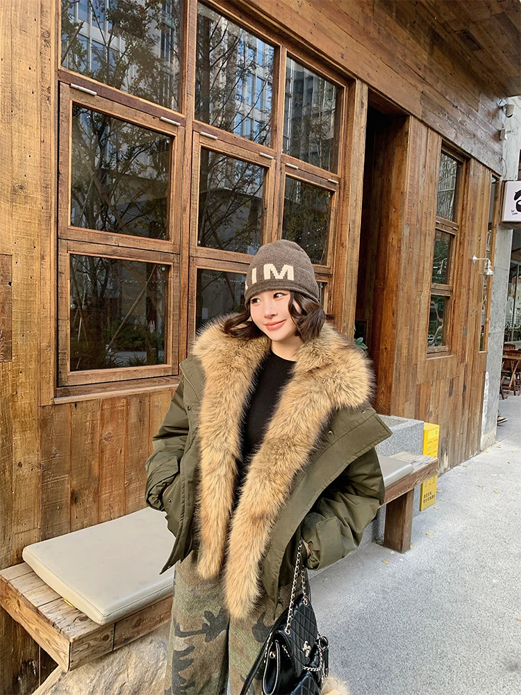 

Пуховик-парка Ana Phora Thiened белого цвета с меховым воротником, повседневный, свободного кроя, теплый, с длинными рукавами, зимняя куртка для женщин