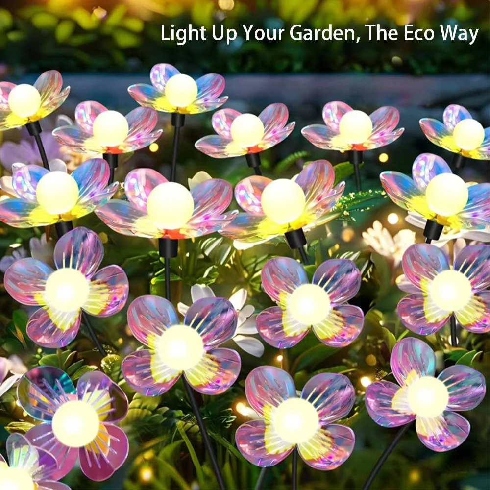 Luzes solares para flores de jardim – lâmpada LED de pétalas que muda de cor – luz à prova d'água para paisagem de gramado ao ar livre para decoração de quintal