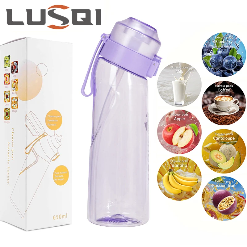 

LUSQI Air Flavored Water Bottle With 7 Flavor Pods Sports Fashion Straw Tritan Plastic Cup Suitable for Outdoor Sports Fitness