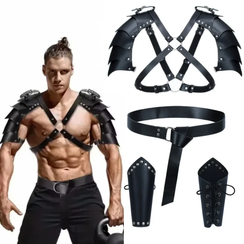 

Средневековый доспех викингов, наплечник, рыцарь, регулируемая пряжка, готический панк, наплечный значок, защитный ремень из искусственной кожи, доспехи, костюм для ролевых игр