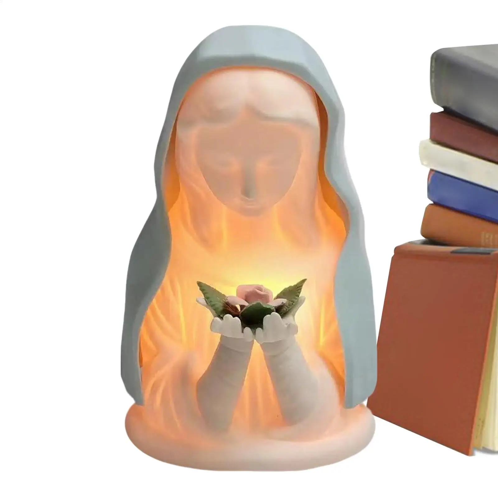 聖母マリアナイトライト暖かい照明フィギュアクラフトホリデーナイトライト家庭用クリスマス保育園大学部屋用