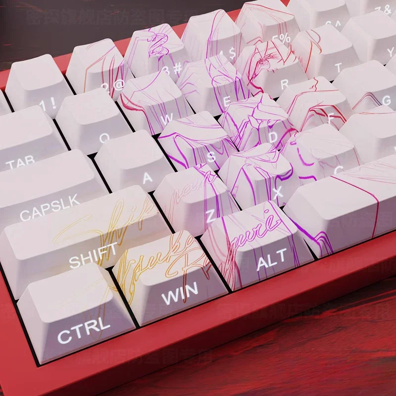 EV theme side engraved transparent PBT keycap thermal sublimation process 68 key keycap 61 key keycap wooting