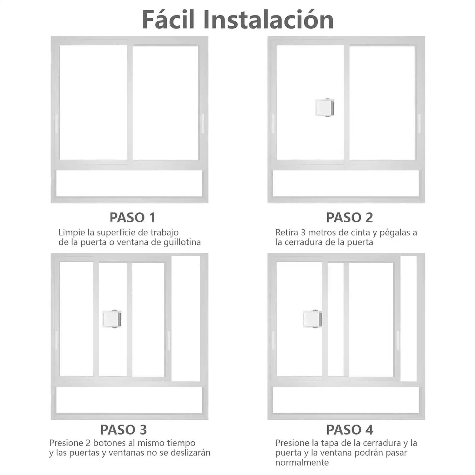 Blocco finestra Adesivo forte 4 pezzi Tappo di sicurezza Blocco per animali domestici Installazione semplice Protezione di sicurezza per bambini in hotel