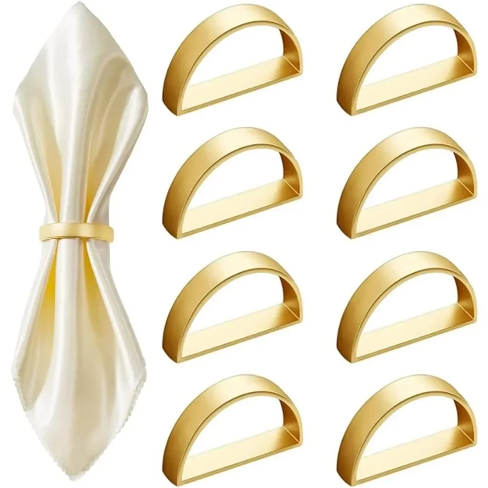 For Golden Napkin Ring Set, Wedding Party Dinner Thanksgiving Anniversary Napkin Ring 8 Pieces