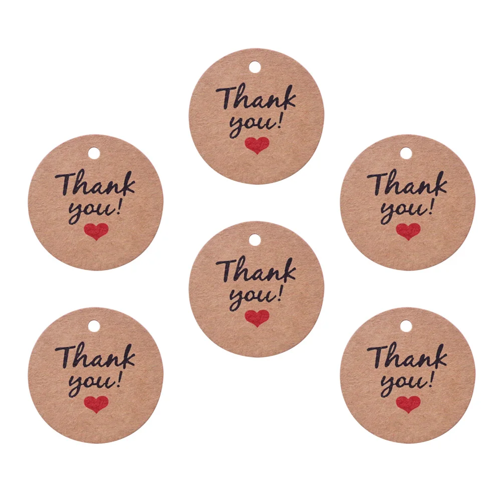 

100 Pcs Paper Hang Tag Happy New Year Tags Labels Wedding Favor Wrapping Thank You Rustic