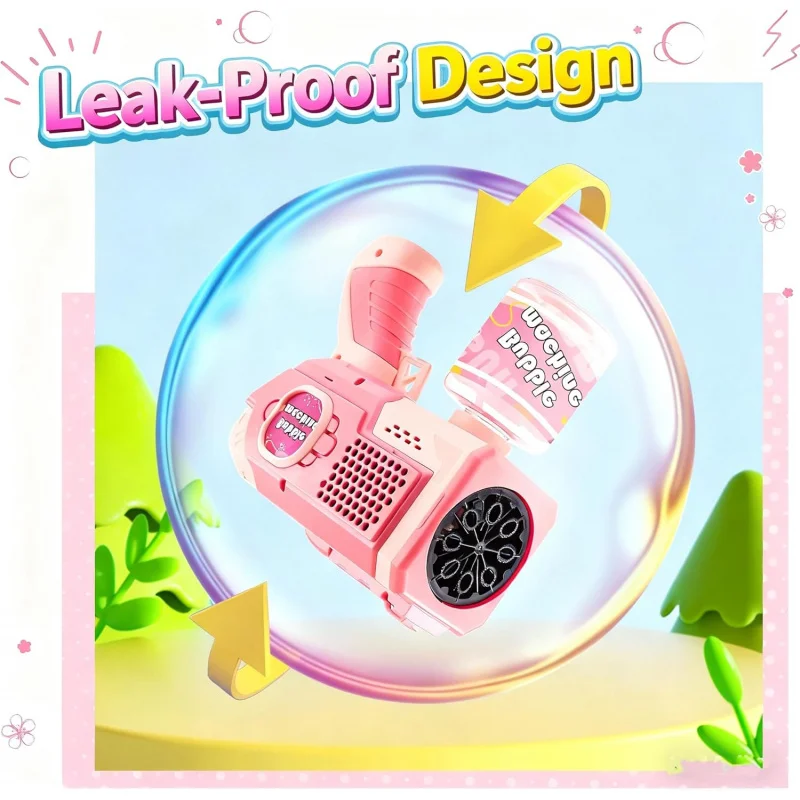 子供用バブルガンマシン2個パック、自動ライトアップバブルブロワーバブルガンブラスター