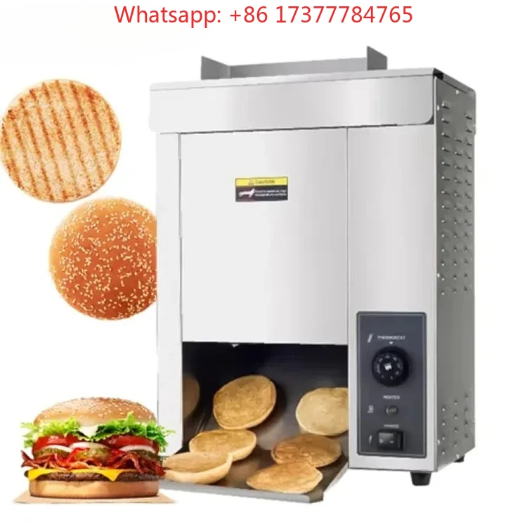 Vertical Contact Conveyor Bun Toaster with Adjustable Thermostat Control Restaurant Bun Toaster Machine