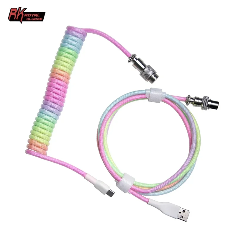 Detachable Gaming Machine Keyboard Cable Airline Plug Data Line Aviation Plug Spring Wire Type-C Keyboard Coiled Cable Wire